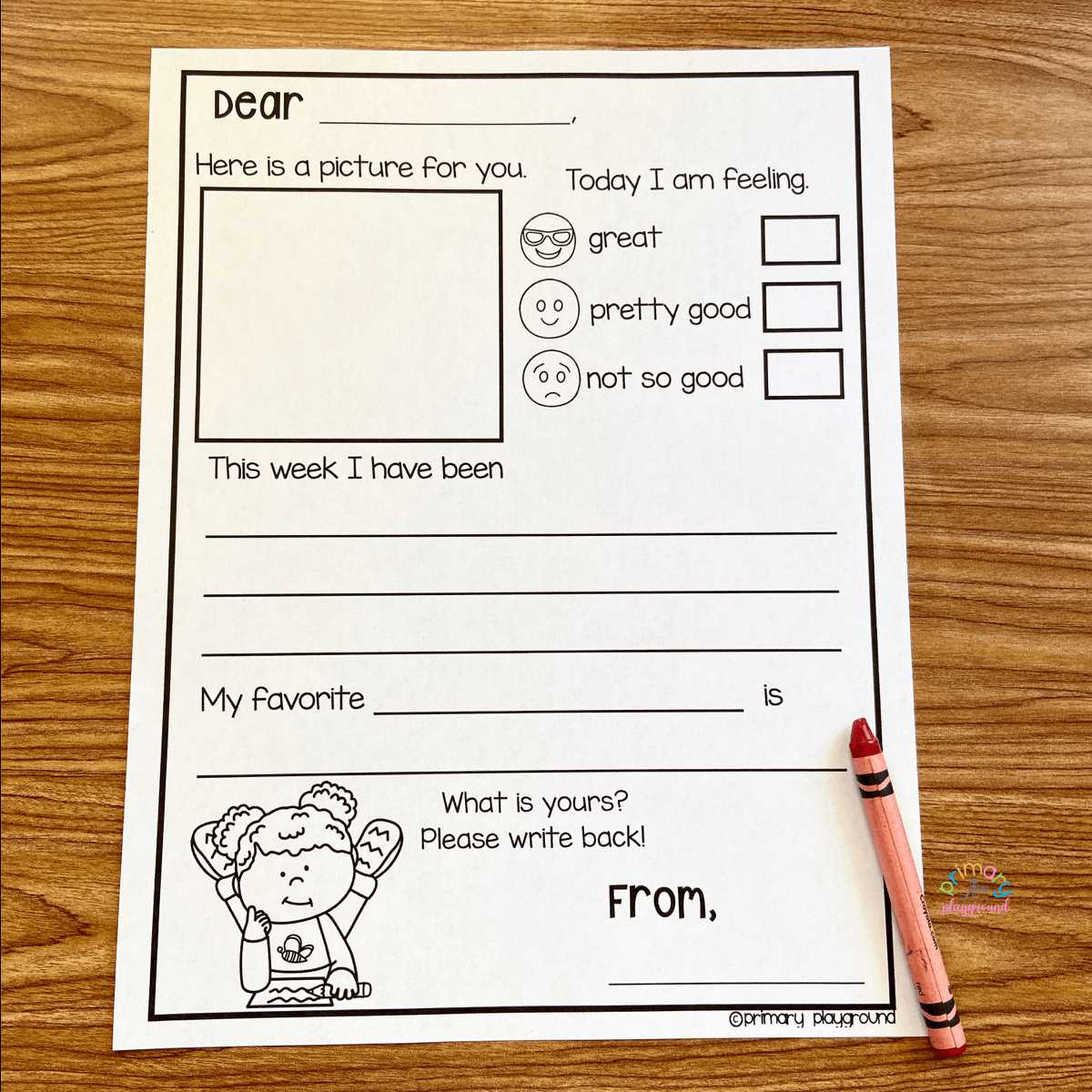 free printable pen pal letter template
