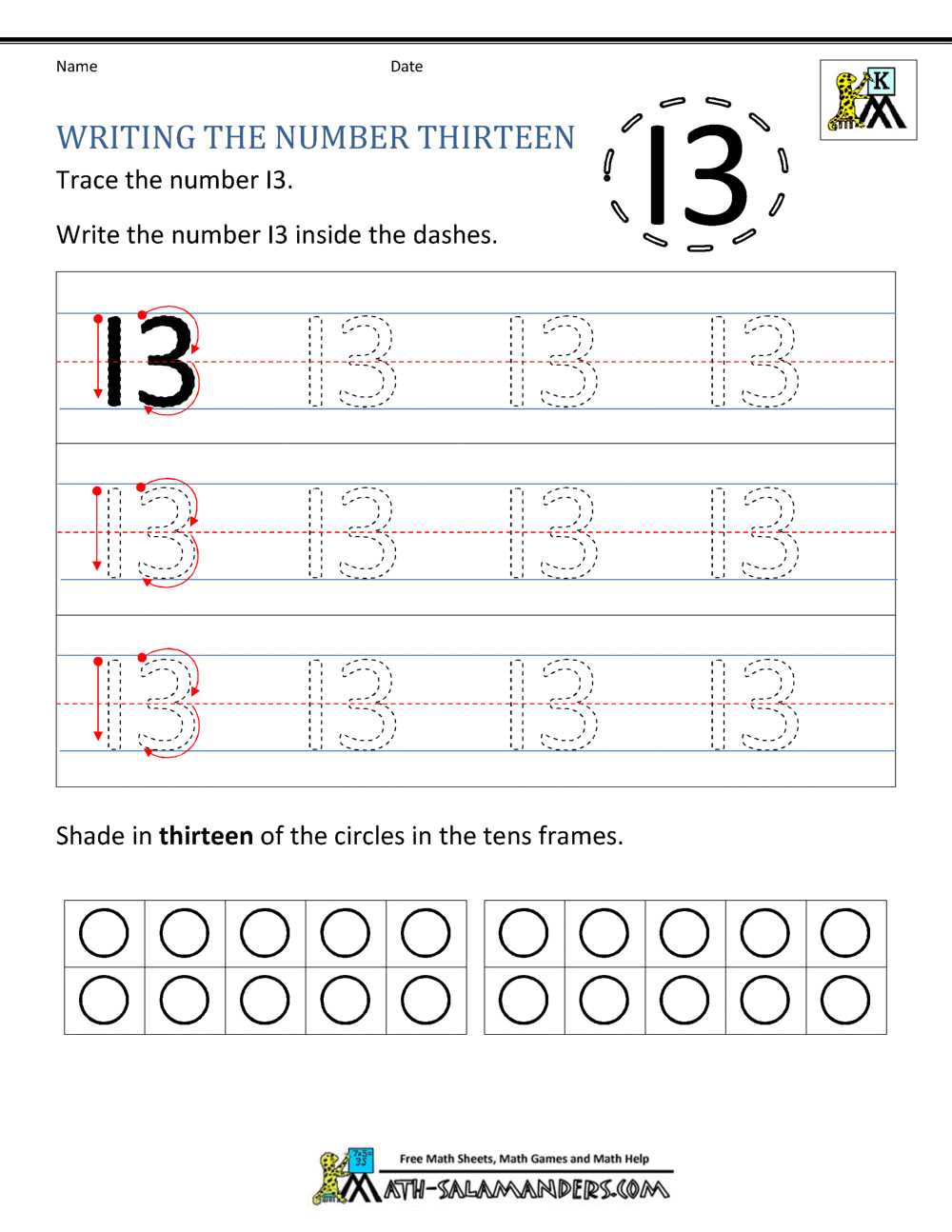 number 13 printable