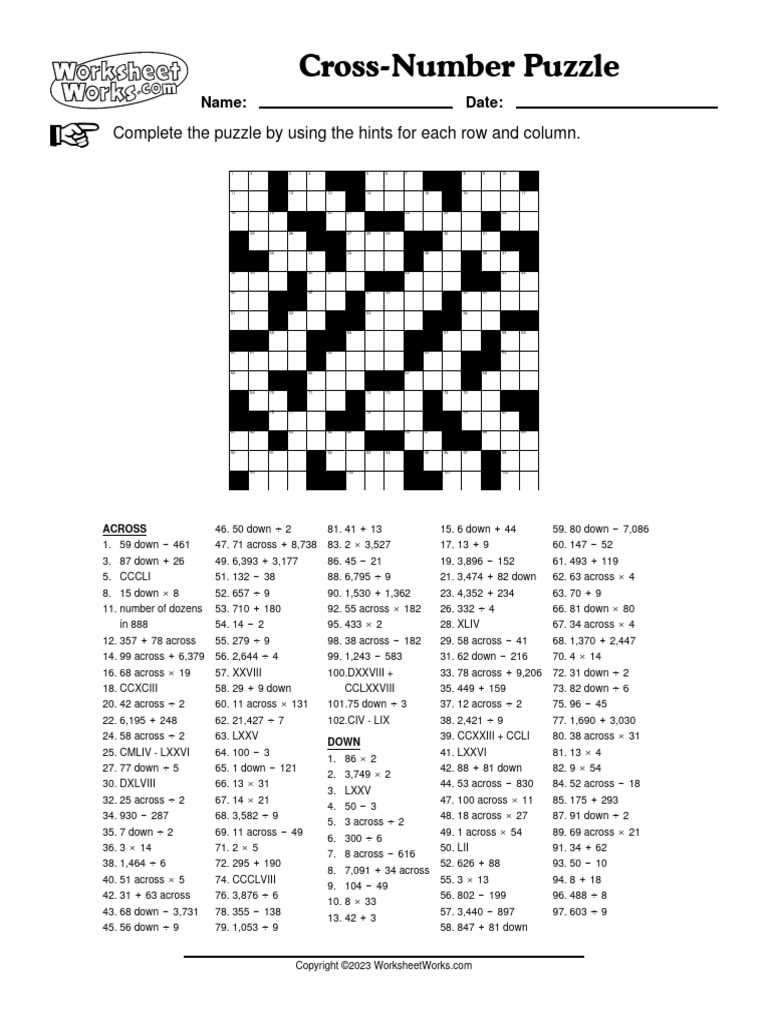 number fill in puzzle printable