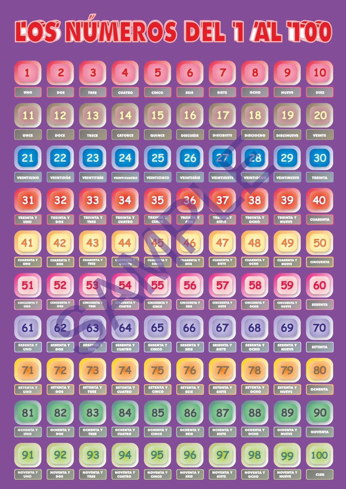 numbers in spanish 1 100 printable