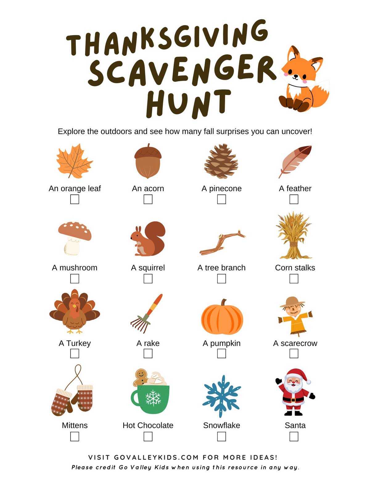 printable scavenger hunt