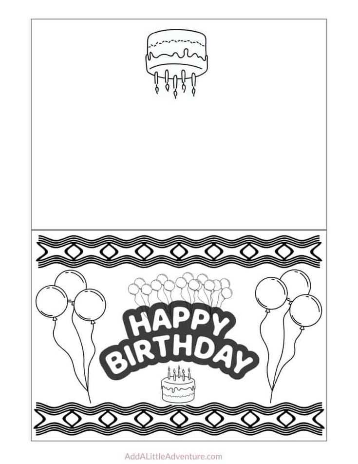 foldable happy birthday dad printable coloring card