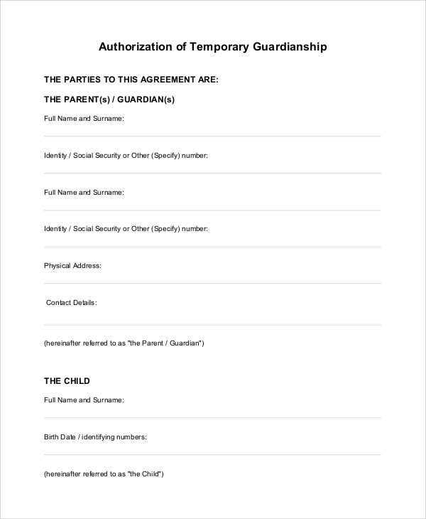free printable temporary guardianship form