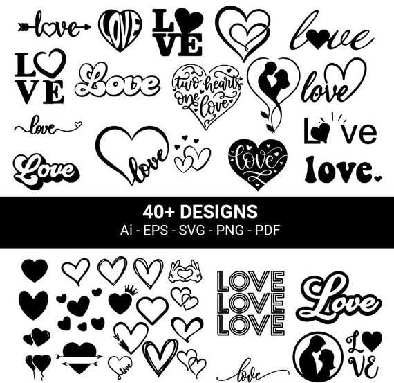 printable aesthetic love sticker black and white