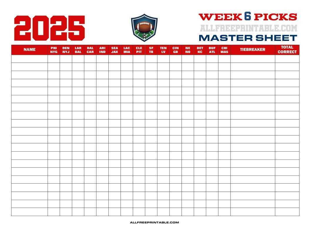 nfl week 6 schedule printable