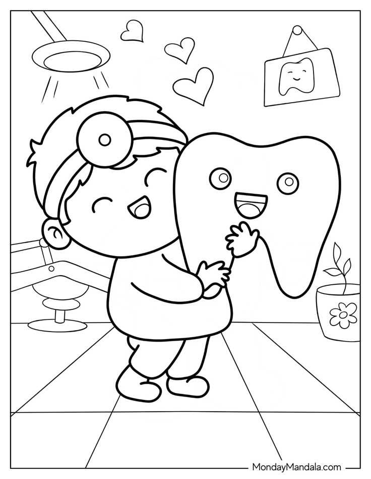 tooth coloring page printable