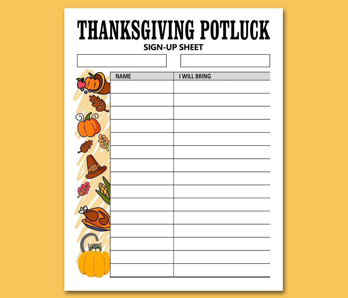 free printable thanksgiving signup sheet free printable thanksgiving signup sheet