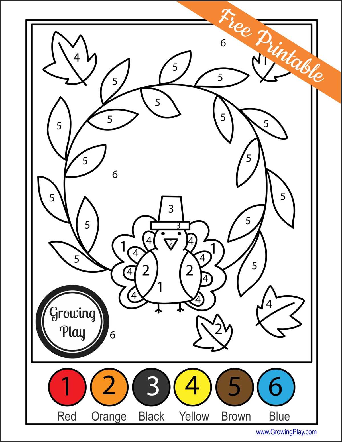 printable color by number thanksgiving