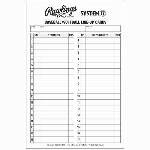 printable lineup cards