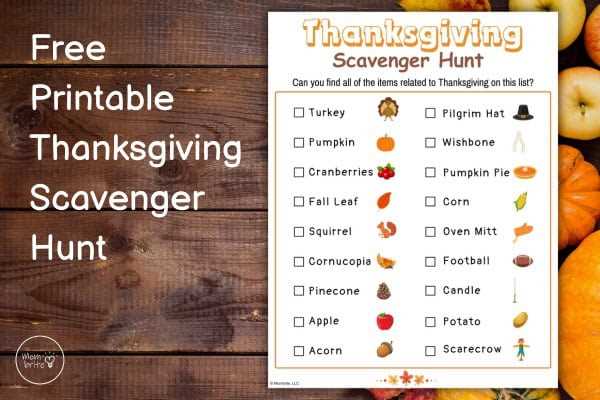 scavenger hunt for thanksgiving printables