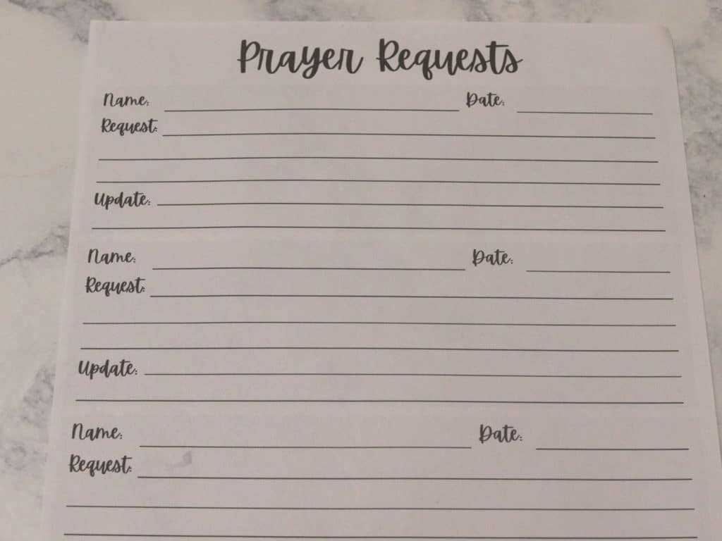free printable prayer journal template