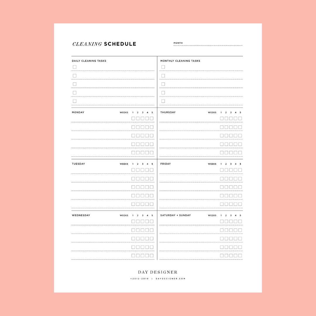 printable cleaning checklist