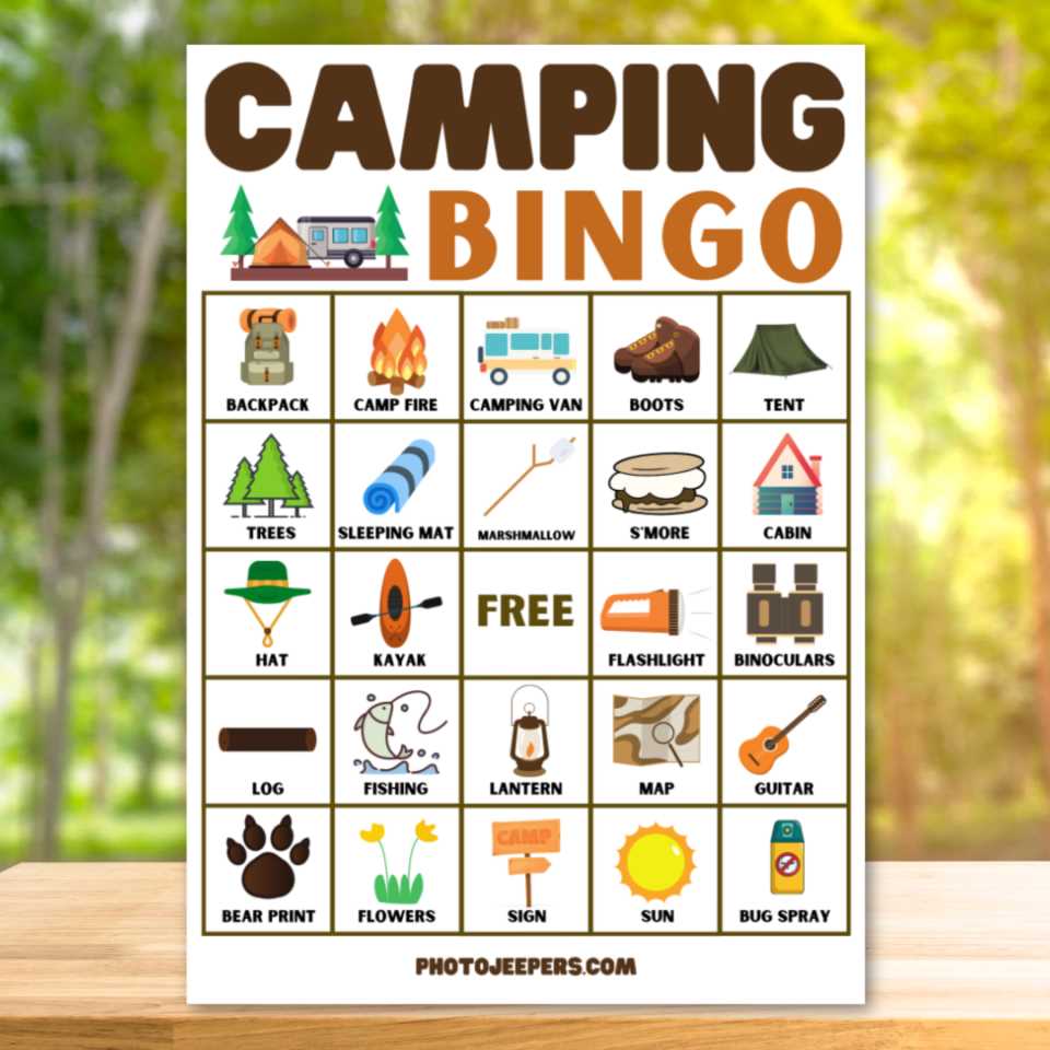 camping bingo game printable