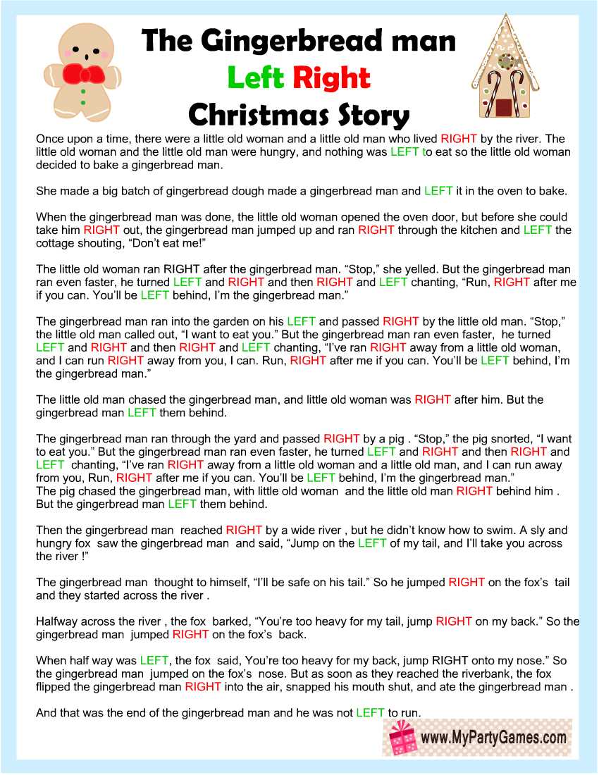 christmas left and right game printable