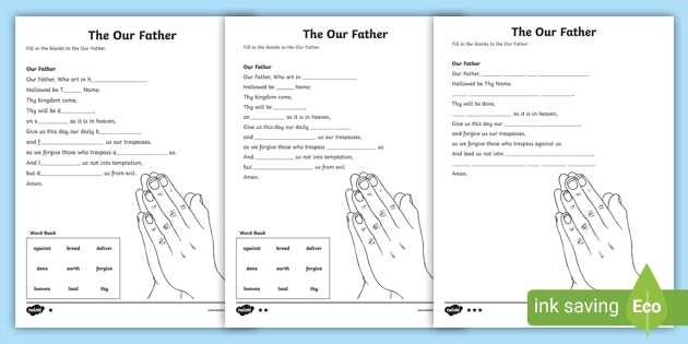 our father prayer printable