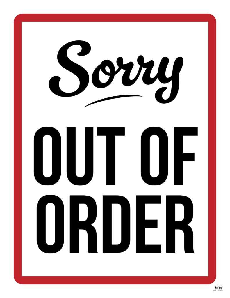 out of order signage printable