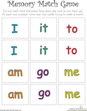 printable kindergarten sight words