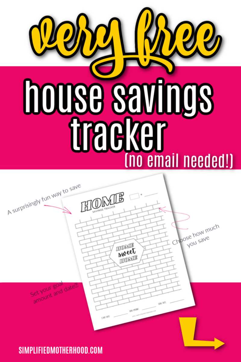 free printable house savings tracker