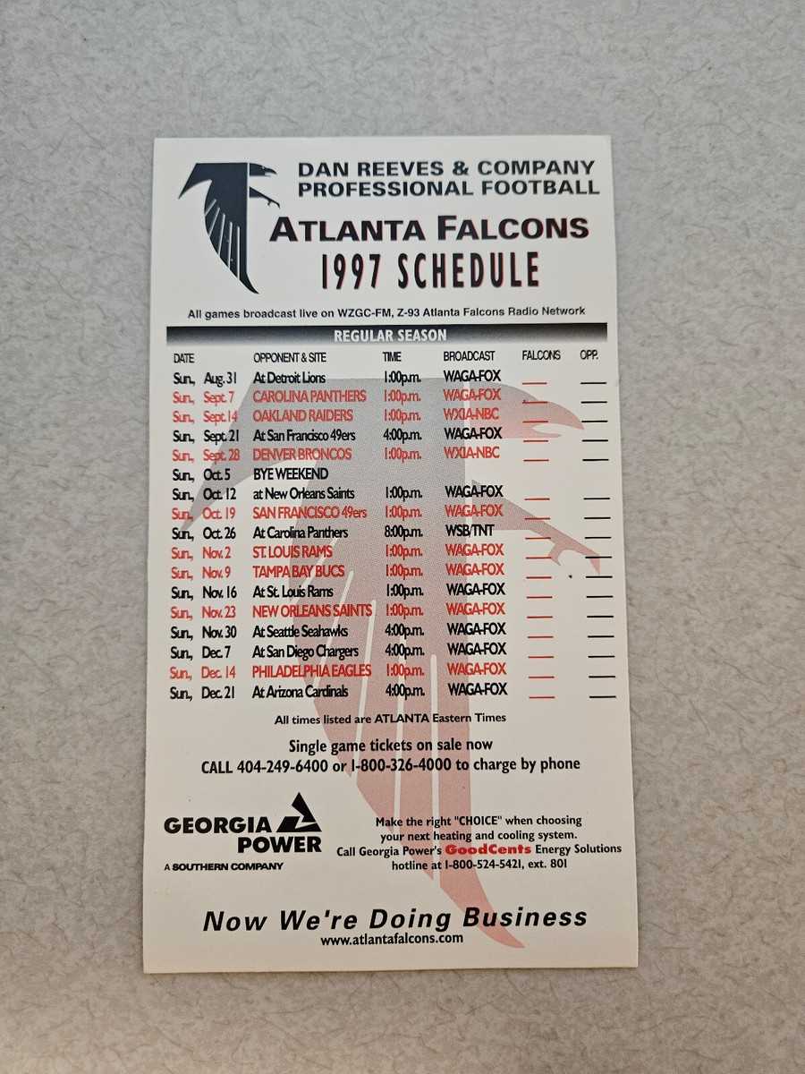 printable atlanta falcons schedule