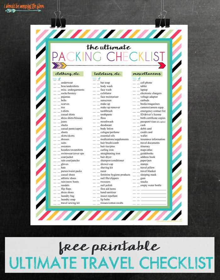packing list printable free