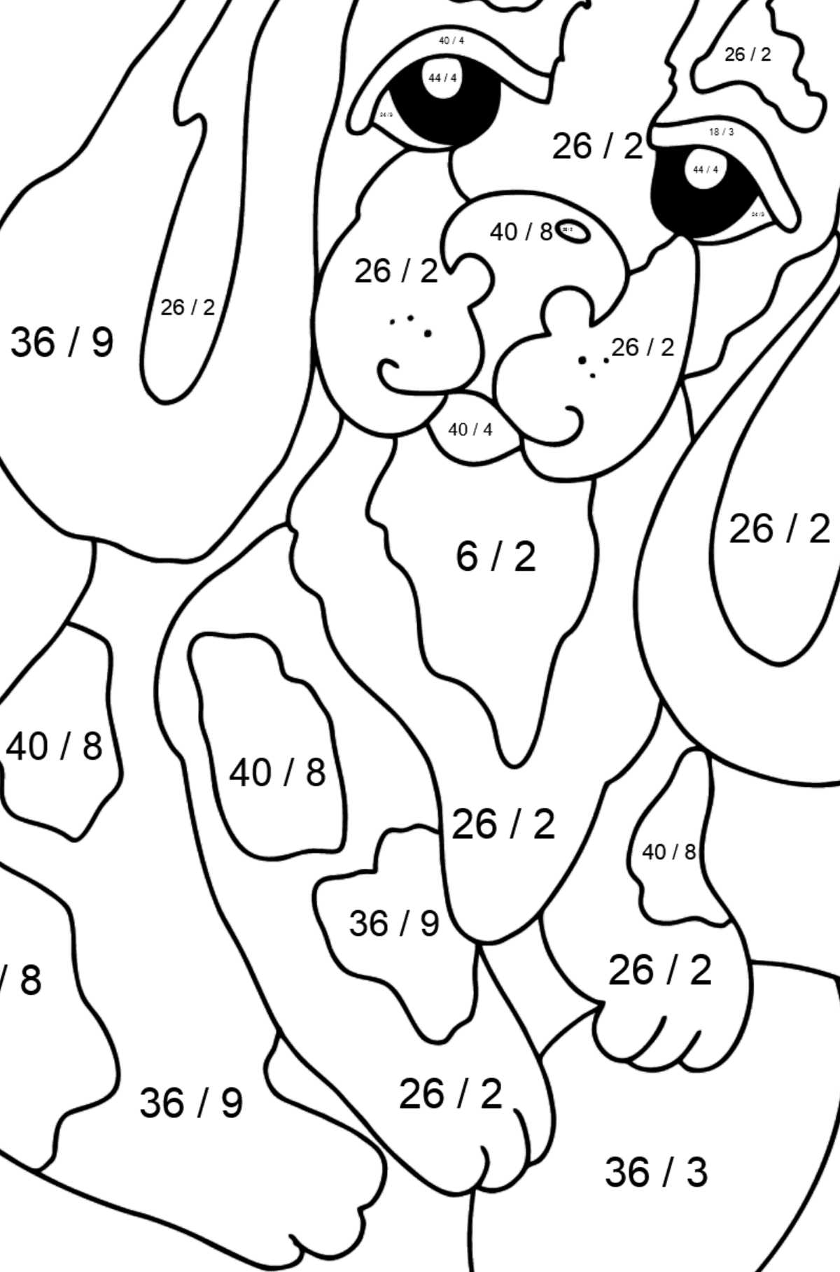 dog color by number printable