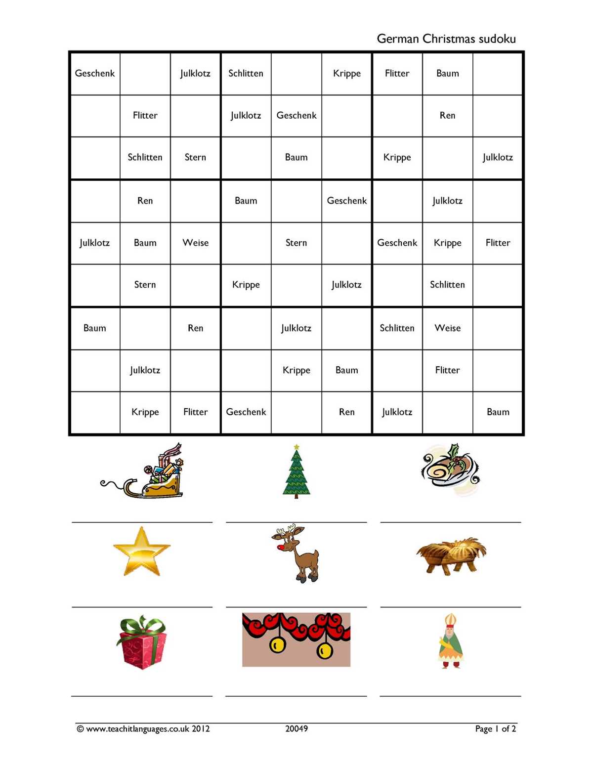 christmas sudoku printable