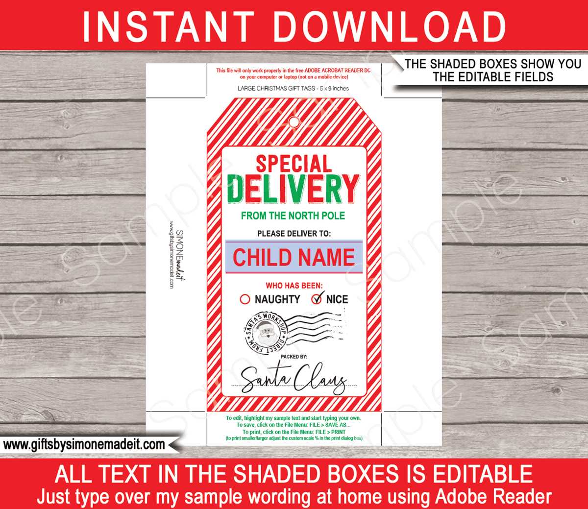 from santa tags printable