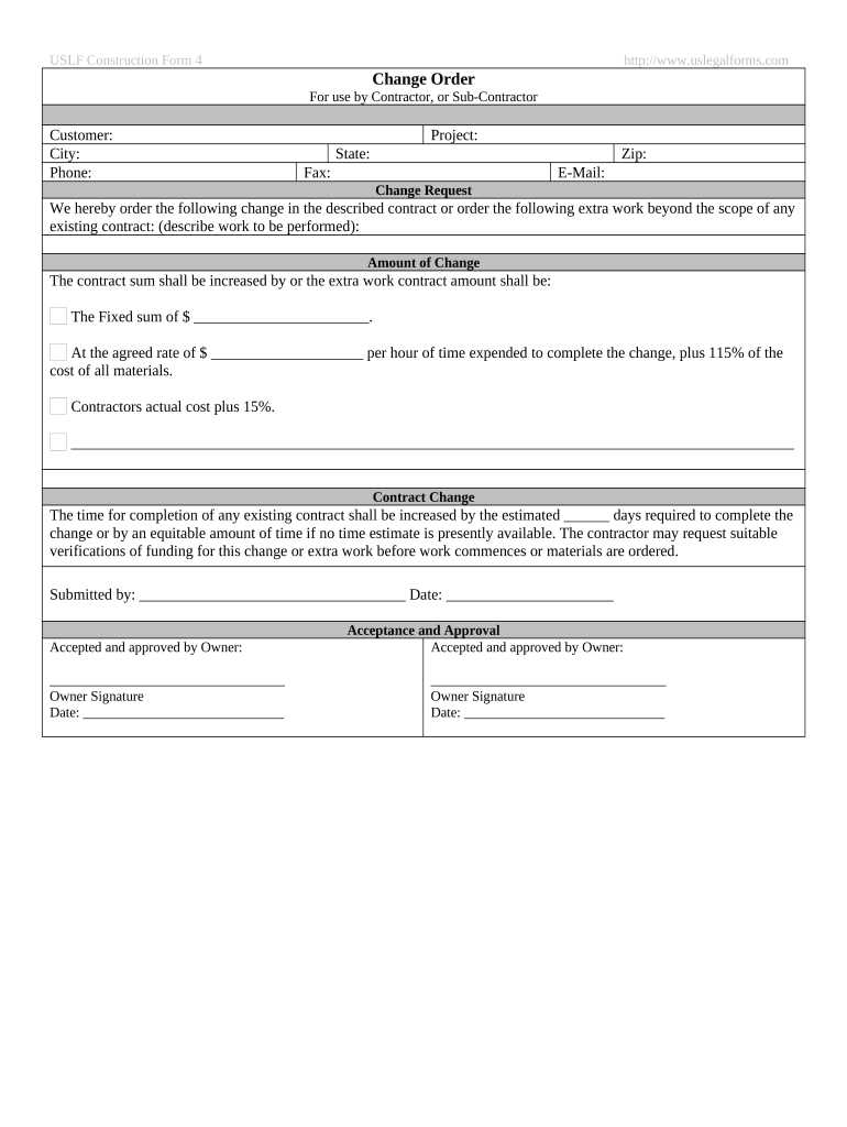 printable change order form