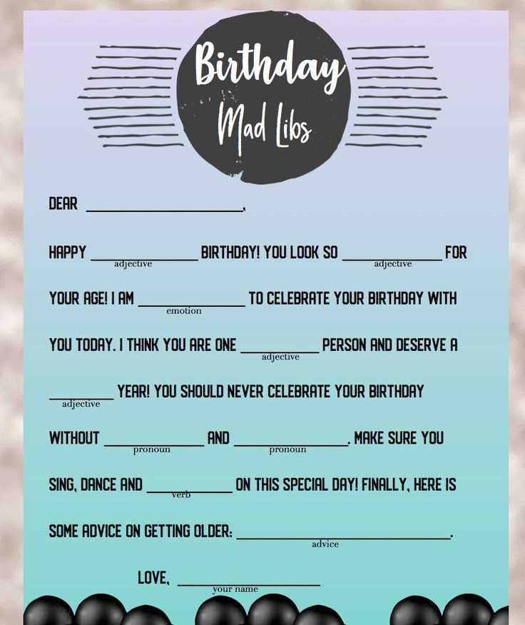free printable birthday mad libs