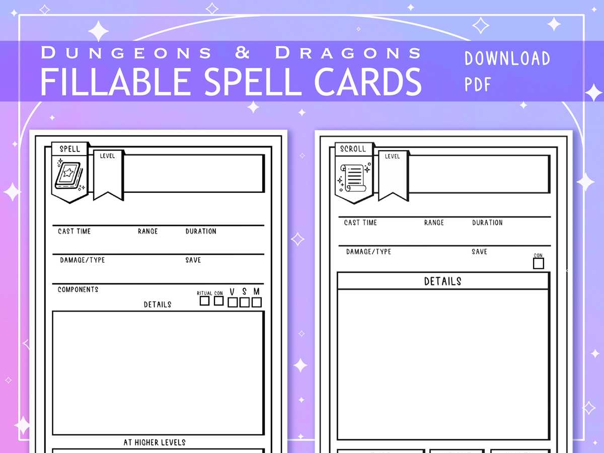 printable 5e spell cards