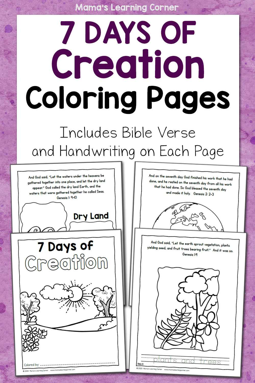 printable 7 days of creation pictures