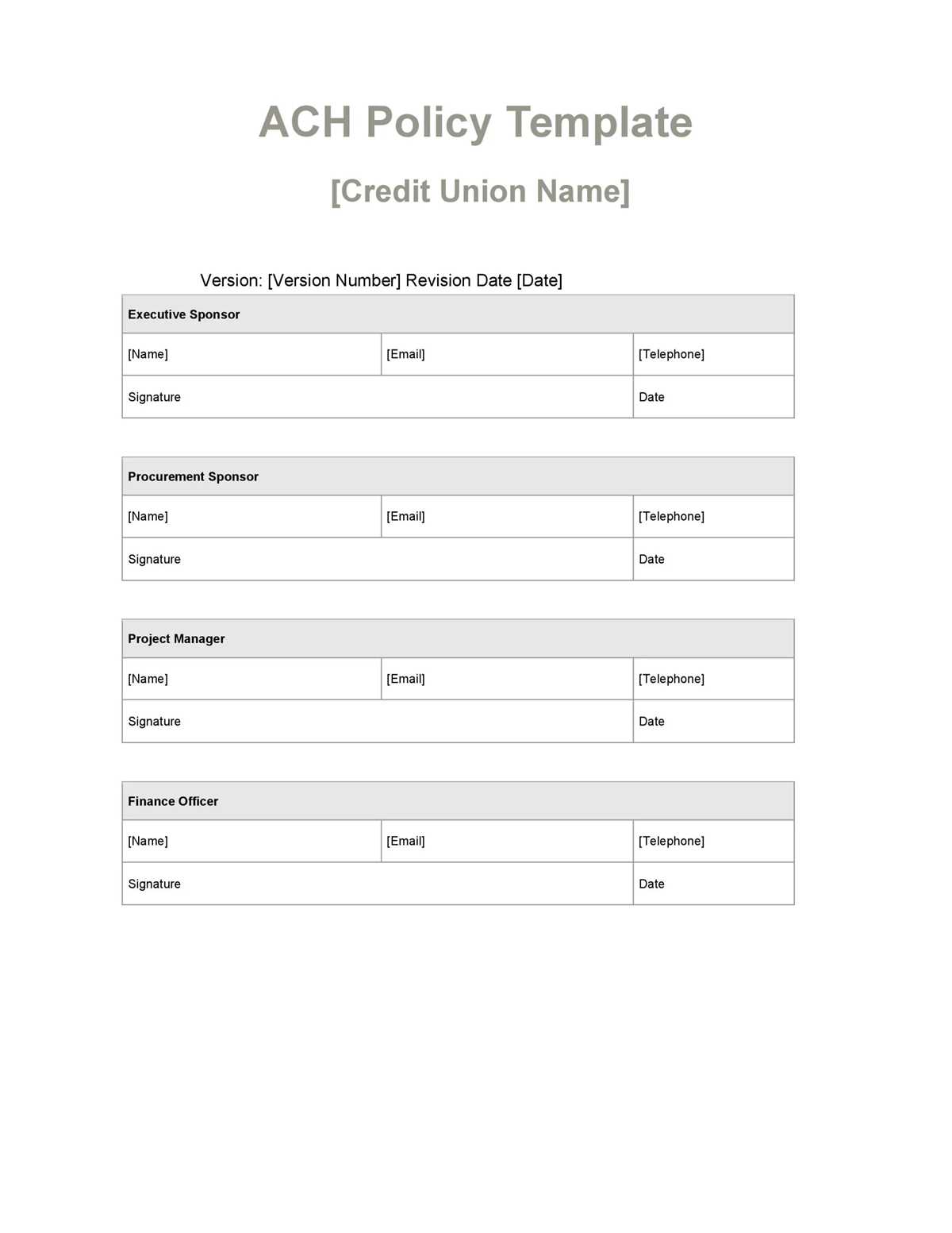 printable ach form template