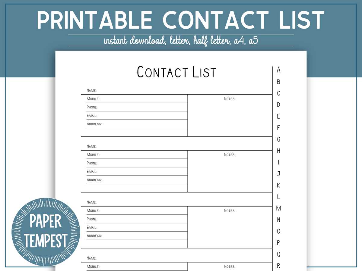 printable address book template