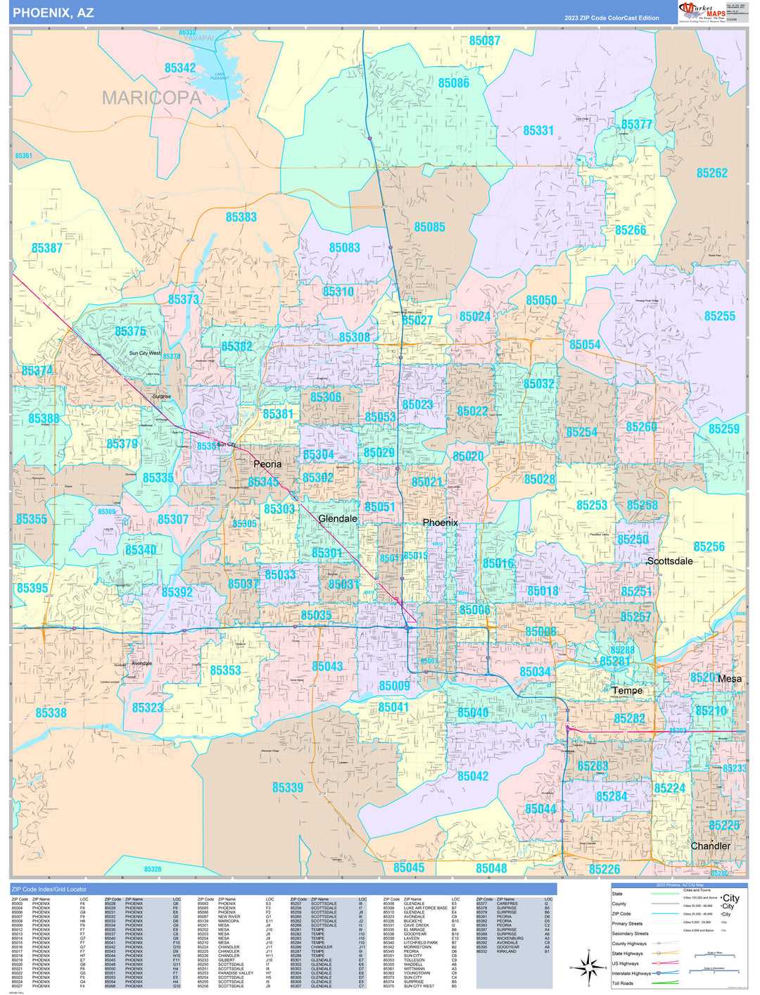 printable arizona zip code map