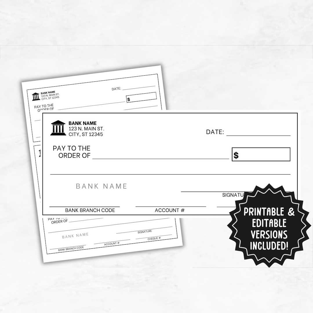 printable back of check template