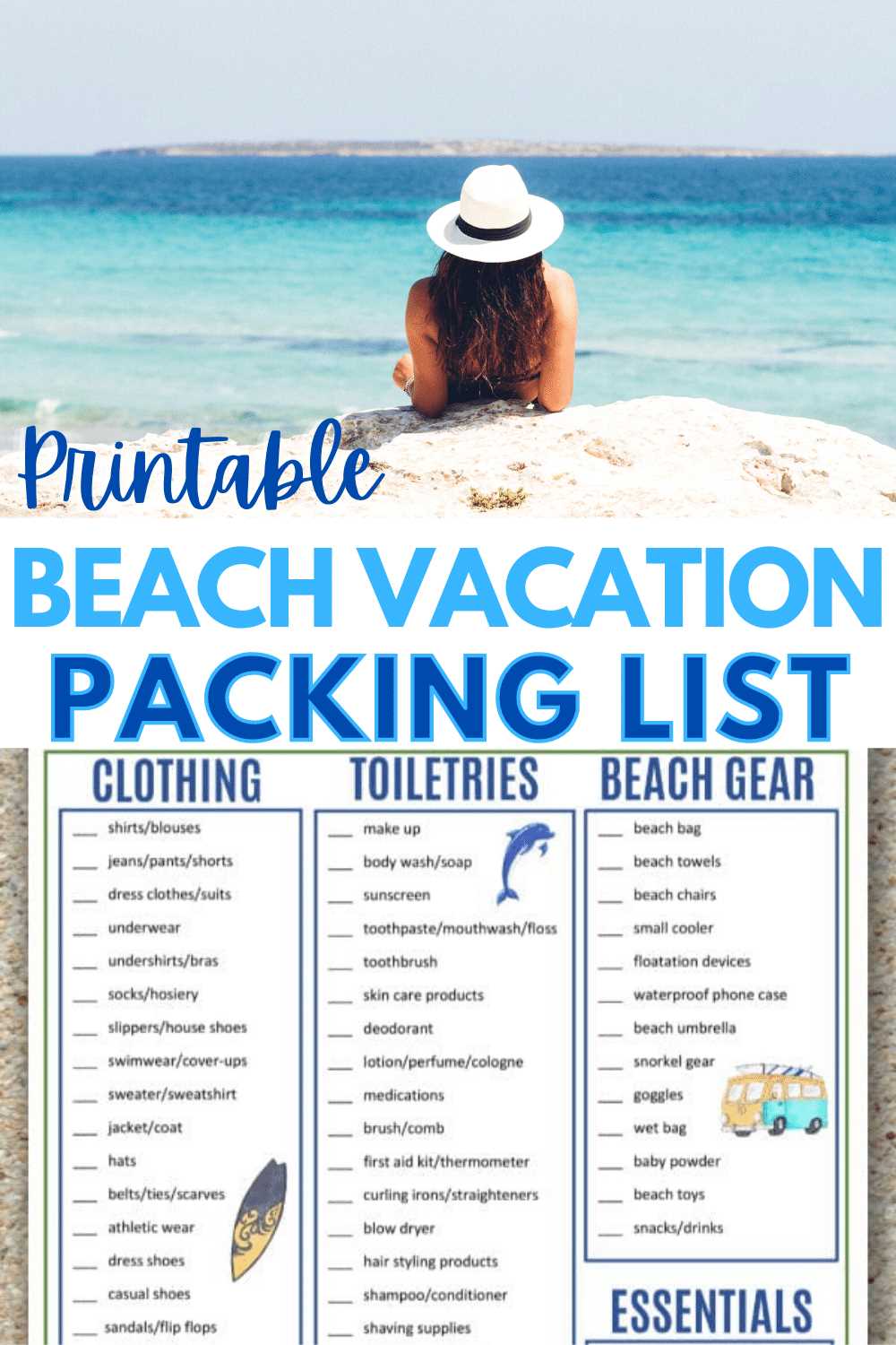 printable beach packing list