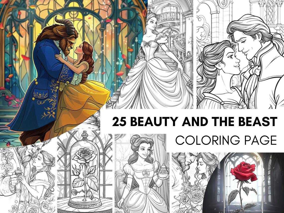 printable beauty and the beast coloring pages