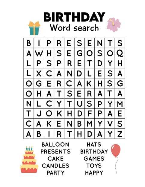 printable birthday games