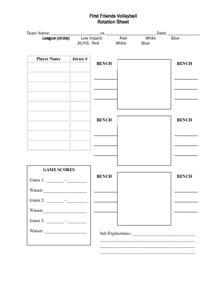 printable blank volleyball rotation sheets