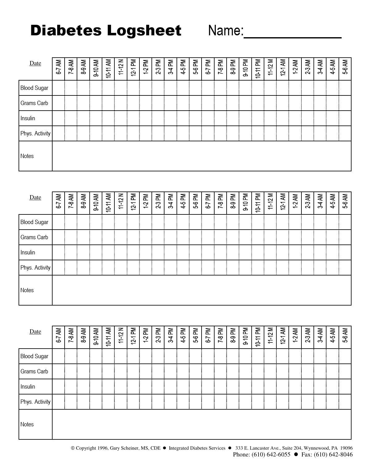 printable blood glucose log sheet