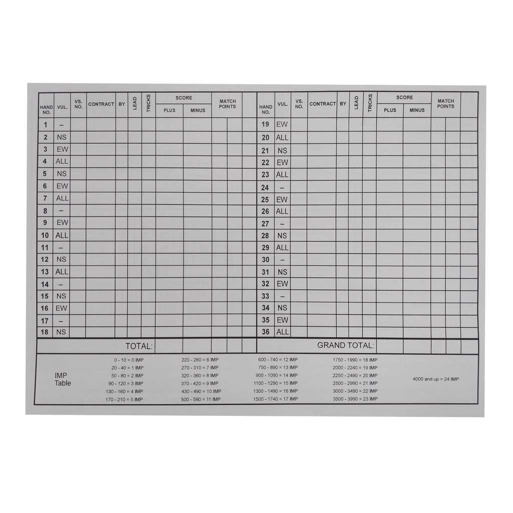 printable bridge score sheets