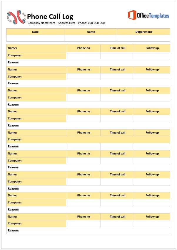 printable call log