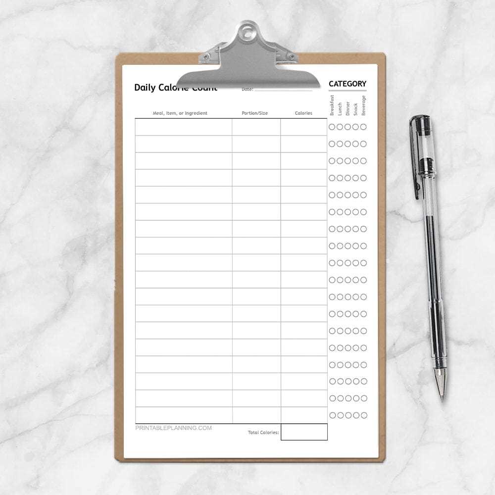printable calorie tracker