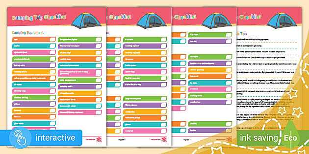 printable camp checklist