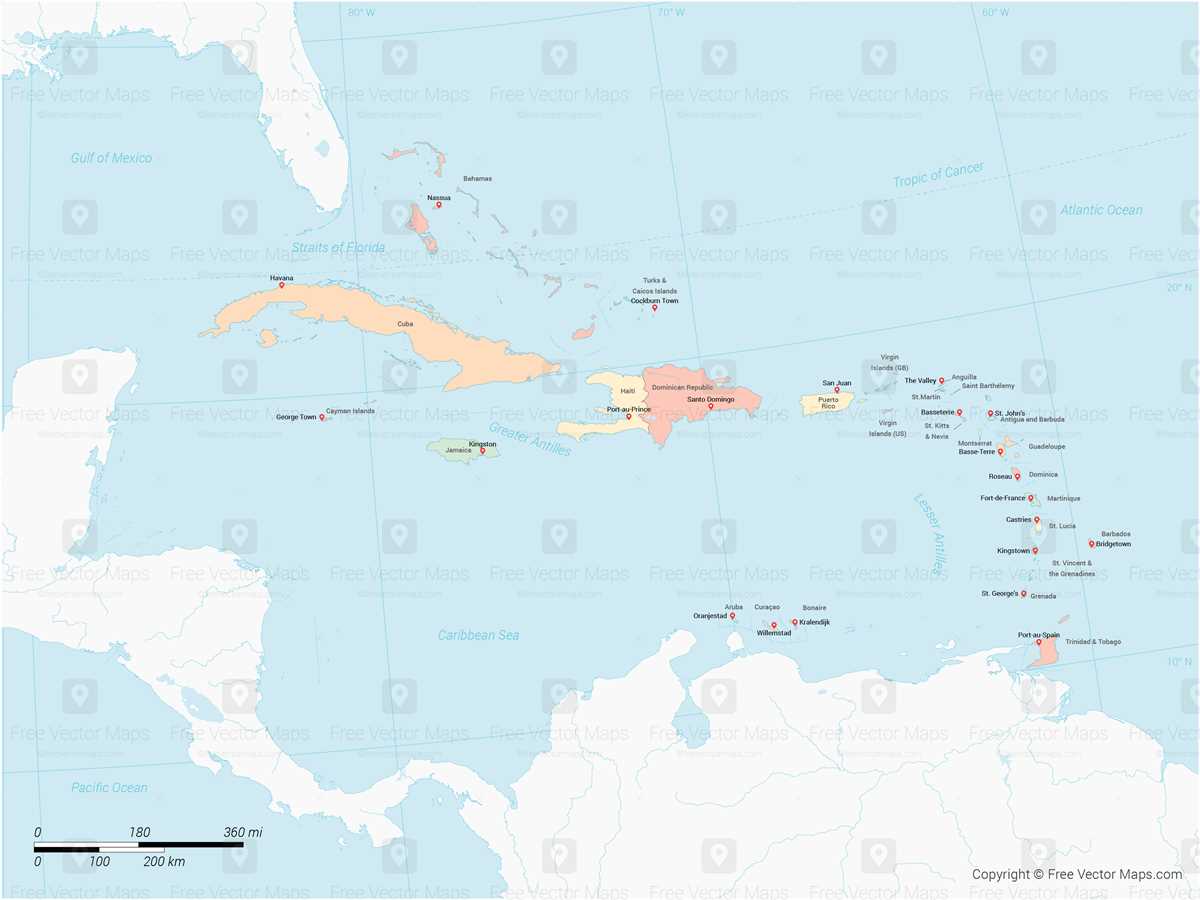 printable caribbean map