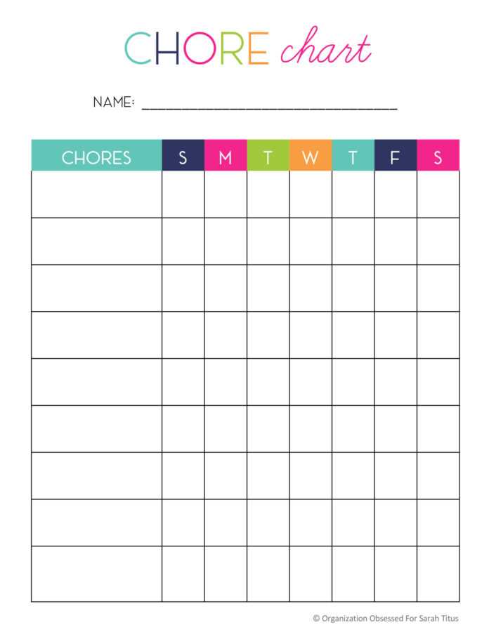 printable chore chart for teens