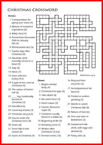 printable christmas crossword