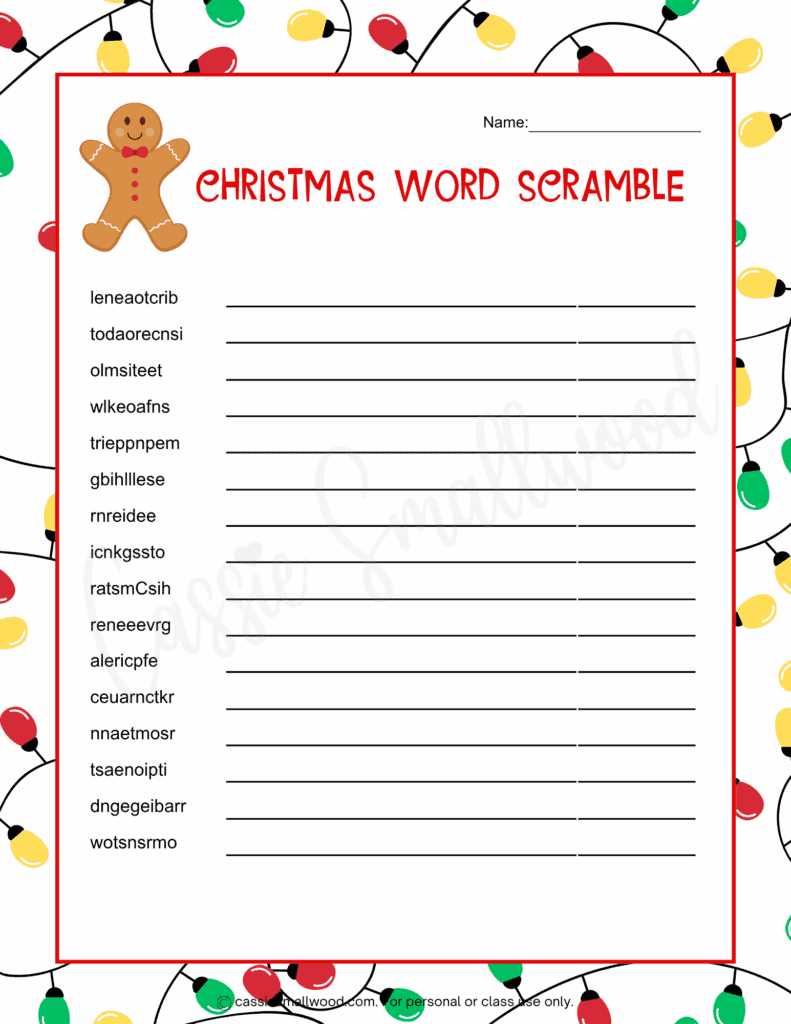 printable christmas word scramble