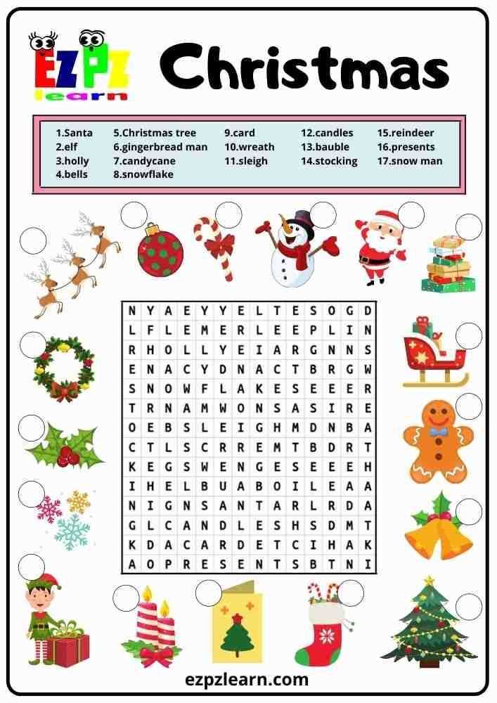 printable christmas word search free