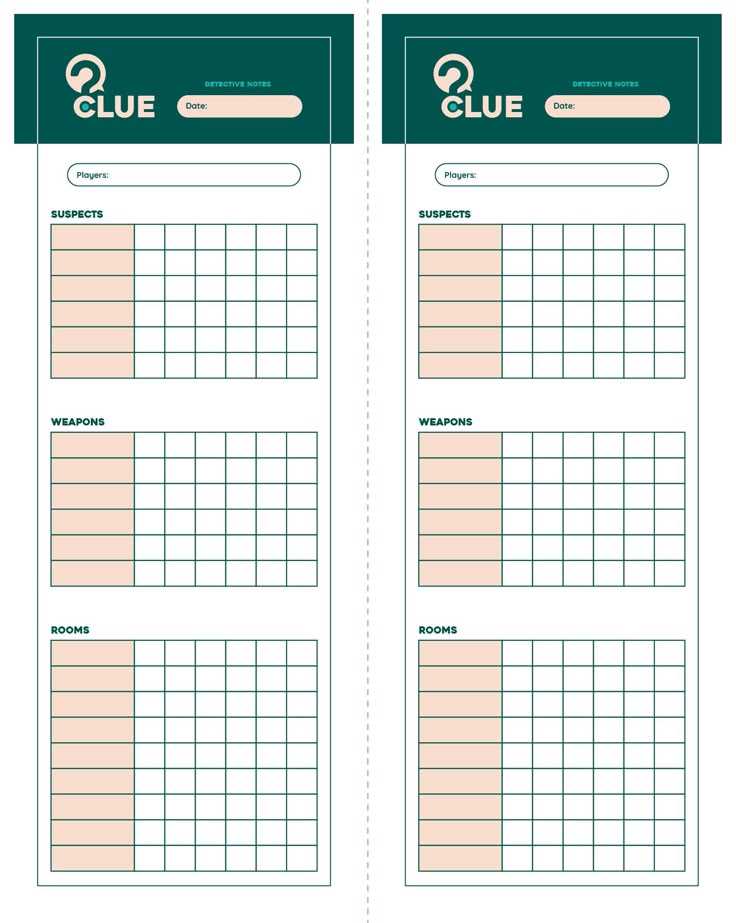 printable clue score sheet